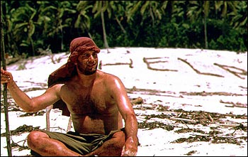 Tom Hanks ponders voting Wilson off the island.